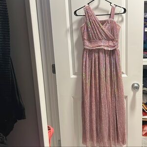 Pink Glittery Pleated Dress